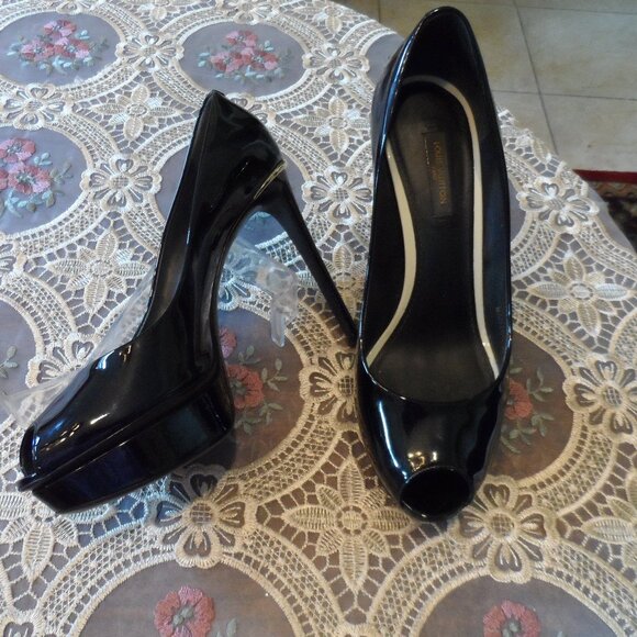 Louis Vuitton Black Patent Calf Leather Eyeline Peep Toe Heeled Pumps Size EU38 - Picture 1 of 16